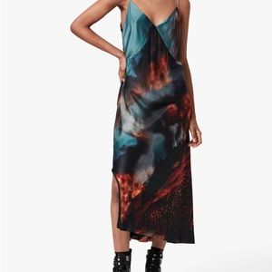 All Saints Melody Epiphany Silk Blend Slip Dress, size US0